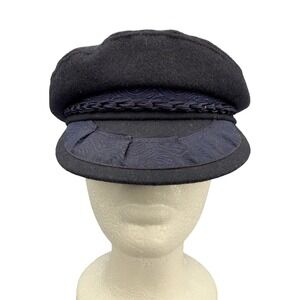 Vintage 70s Aegean Greek Fishermans Cap Navy Blue Wool Blend Size S 6 7/8 Greece